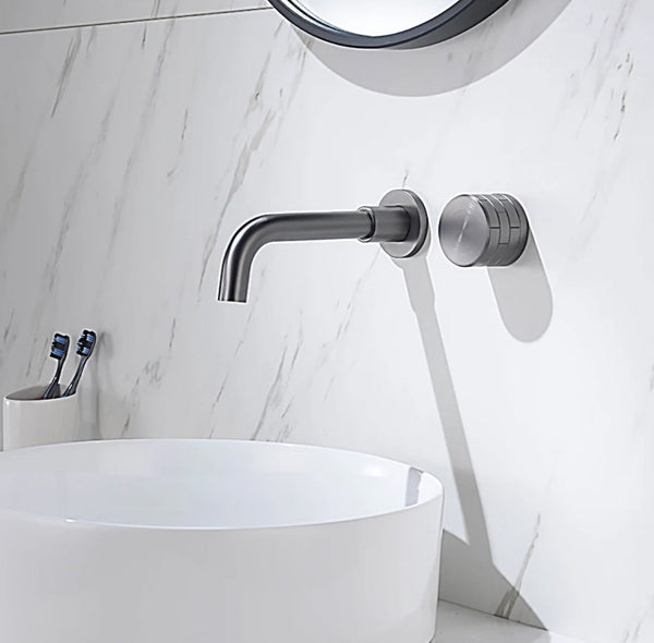 Mitigeur salle de bain encastré gris brossé