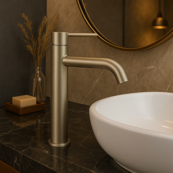 Mitigeur de salle de bain or brossé